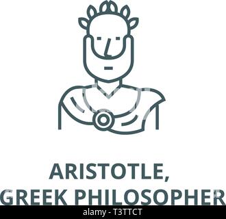 Aristoteles, griechischer Philosoph Symbol Leitung, Vektor. Aristoteles, griechischer Philosoph Umrisse Zeichen, Symbol, Abbildung Stock Vektor