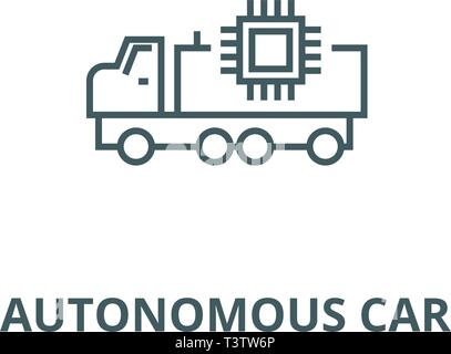 Autonome auto Symbol Leitung, Vektor. Autonome auto Umrisse Zeichen, Symbol, Abbildung Stock Vektor