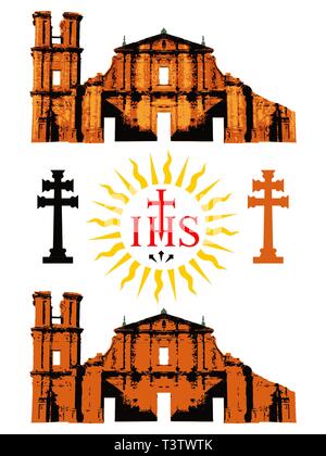 Jesuiten-missionen und Symbole Stock Vektor