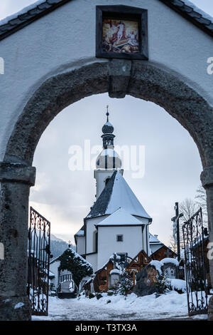 St. Sebastian Kirche in Ramsau im Berchtesgadener Land, Deutschland Stockfoto
