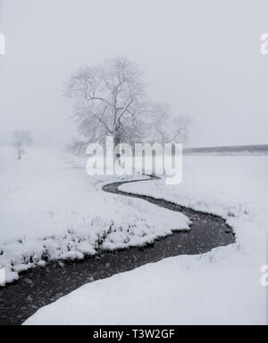 Ein Verschneites Bild aus den Yorkshire Wolds Stockfoto