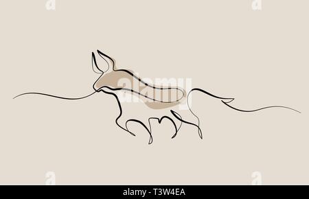 Kontinuierliche eine Zeichnung Stil. Stier Kuh Symbol. Vector Illustration. Stock Vektor