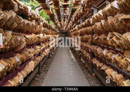 Holz- Tabletten, Hikawa Schrein, Kawagoe City, Präfektur Saitama, Japan Stockfoto