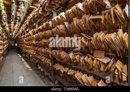 Holz- Tabletten, Hikawa Schrein, Kawagoe City, Präfektur Saitama, Japan Stockfoto