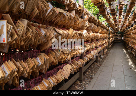 Holz- Tabletten, Hikawa Schrein, Kawagoe City, Präfektur Saitama, Japan Stockfoto