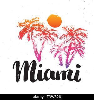 Miami Kalligraphie Schriftzeichen handschriftlich unterzeichnen, Hand gezeichnet Grunge kalligrafischen Text. Vector Illustration. Stock Vektor