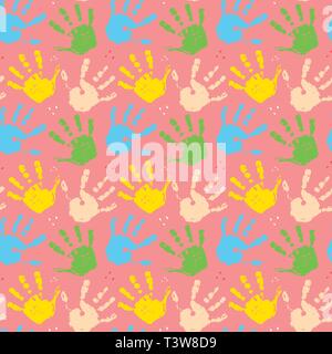 Handstempel nahtlose Muster, Farbe Fleck Hintergrund Vector Illustration. Stock Vektor