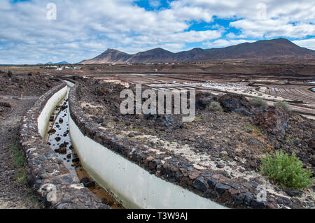 Ein Kurs an der Salinas de Janubio auf der Insel Lanzarote Stockfoto