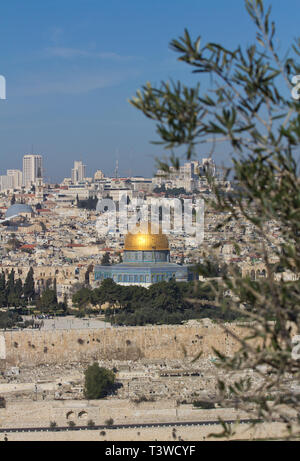 Der Felsendom auf dem Tempelberg in Jerusalem, Israel. Stockfoto