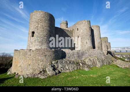 Die Harlech Castle im Norden von Wales an einem sonnigen Tag Stockfoto