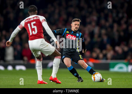 London, Großbritannien. 11 Apr, 2019. MÃ¡rio Rui von Neapel während der UEFA Europa League Finale zwischen Arsenal und Napoli im Emirates Stadium, London, England am 11. April 2019. Foto von salvio Calabrese. Nur die redaktionelle Nutzung, eine Lizenz für die gewerbliche Nutzung erforderlich. Keine Verwendung in Wetten, Spiele oder einer einzelnen Verein/Liga/player Publikationen. Credit: UK Sport Pics Ltd/Alamy leben Nachrichten Stockfoto