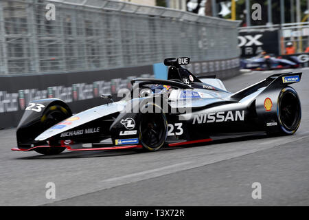 Rom, Italien. 12. Apr 2019. Sebastien Buemi (Nissan e. Dämme) während der SHAKEDOWN vor 2019 GEOX ROM E-Prix auf Circuto Cittadino dell'EUR, Rom, Italien Am 12. April 2019. Foto von Giuseppe Maffia. Credit: UK Sport Pics Ltd/Alamy leben Nachrichten Stockfoto