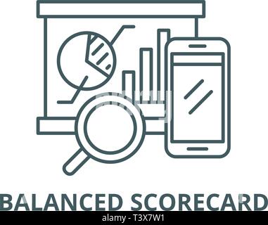 Balanced Scorecard Symbol Leitung, Vektor. Balanced Scorecard Konzept umreißen Zeichen, Symbol, Abbildung Stock Vektor