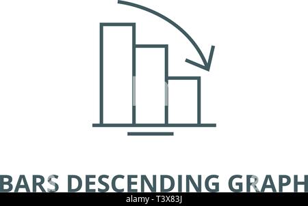 Bars absteigende Kurve Symbol, Vektor. Bars absteigend Grafik umriss Zeichen, Symbol, Abbildung Stock Vektor