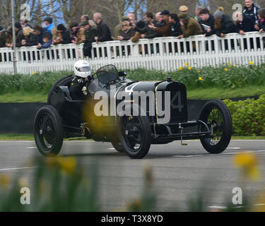 Nicholas Pellett, Sunbeam Tourist Trophy, S F Kante Trophäe, Edwardian Autos, 77 Mitglieder treffen, Goodwood, West Sussex, England, April 2019, Autosport Stockfoto