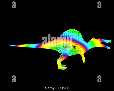 3D-Rendering für eine bunte Dino auf schwarzem Hintergrund Stockfoto