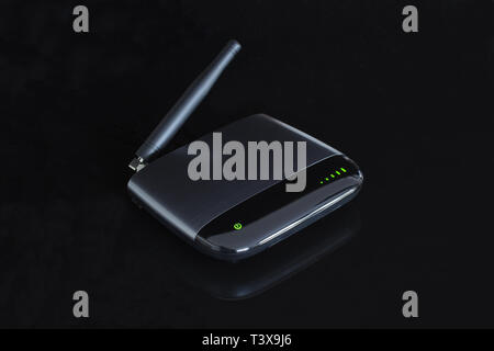 Wireless Router in Schwarz. Stockfoto