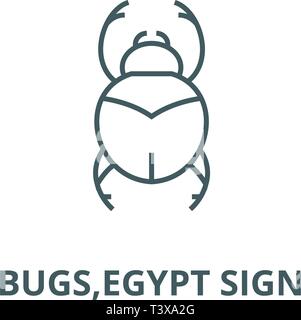 Bugs, Ägypten zeichen Symbol Leitung, Vektor. Bugs, Ägypten unterzeichnen Umrisse Zeichen, Symbol, Abbildung Stock Vektor