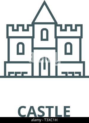 Schloss Symbol Leitung, Vektor. Schloss Umrisse Zeichen, Symbol, Abbildung Stock Vektor