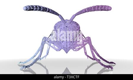3D-Rendering eines künstlerischen Tier mit Reflexion auf weißem Hintergrund Stockfoto