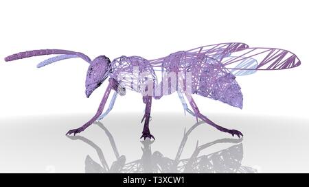 3D-Rendering eines künstlerischen Tier mit Reflexion auf weißem Hintergrund Stockfoto