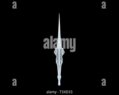 3D-Rendering von einer weißen Kabel dino isoalted auf schwarzem Hintergrund Stockfoto