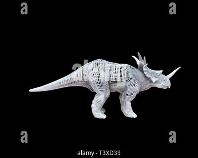 3D-Rendering von einer weißen Kabel dino isoalted auf schwarzem Hintergrund Stockfoto