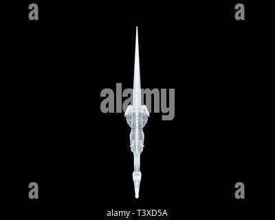 3D-Rendering von einer weißen Kabel dino isoalted auf schwarzem Hintergrund Stockfoto