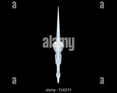 3D-Rendering von einer weißen Kabel dino isoalted auf schwarzem Hintergrund Stockfoto