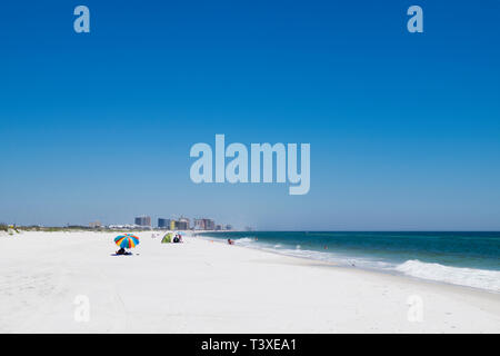 Golf von Mexiko Strand bei Perdido Pass in Orange Beach, Alabama, USA. Stockfoto