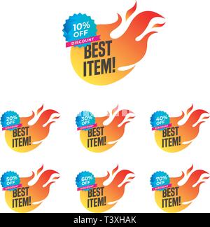 Feuer Hot Sale tags Vektor Abzeichen Vorlage am Besten los, das beste Angebot Stock Vektor