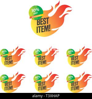 Feuer Hot Sale tags Vektor Abzeichen Vorlage am Besten los, das beste Angebot Stock Vektor