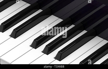 Klaviertastatur auf Schwarz. Stockfoto
