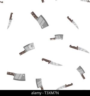 Messer nahtlose Muster Vektor. Restaurant Kochen. Niedliche Grafik Textur. Textile Kulisse. Cartoon bunten Hintergrund Abbildung Stock Vektor