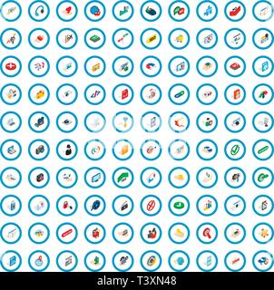100 Sicherheit Icons Set, isometrischen 3d Stil Stock Vektor