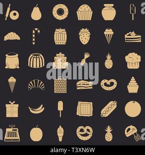 Süßwaren Symbole gesetzt, einfachen Stil Stock Vektor