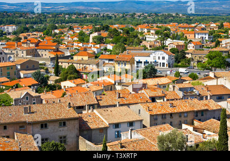 Ansicht von Carcassonne aus der Festung - Languedoc, Frankreich Stockfoto