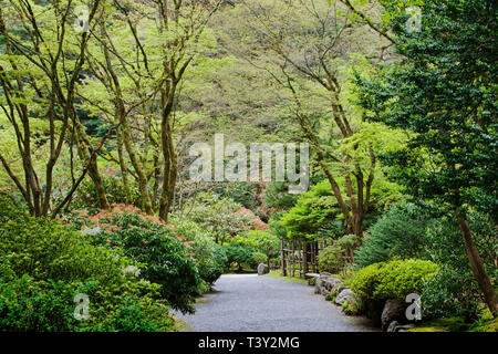 Kies-Gehweg im japanischen Garten, Portland, Oregon, Vereinigte Staaten von Amerika Stockfoto