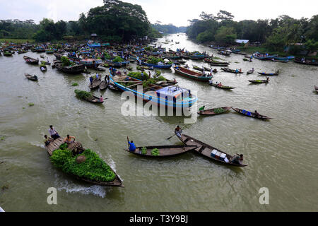 Landwirtschaftliche schwimmenden Markt im Bezirk, Pirojpur Najirpur in Bangladesch. Stockfoto