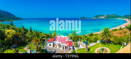 Herrlichen Blick auf Agios Georgios Pagon Strand auf der Insel Korfu, Griechenland Stockfoto