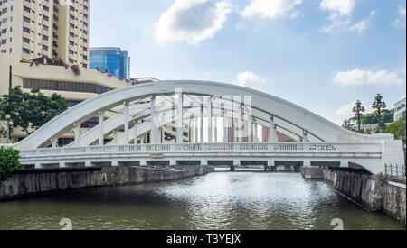 Elgin Brücke eine Hängebrücke über den Singapore River verbinden South Bridge Road und North Bridge Road Singapur Stockfoto