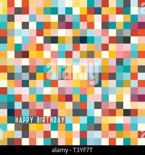 Happy Birthday Greating Karte. Bunte überprüft Hintergrund. Vector Illustration. Stock Vektor