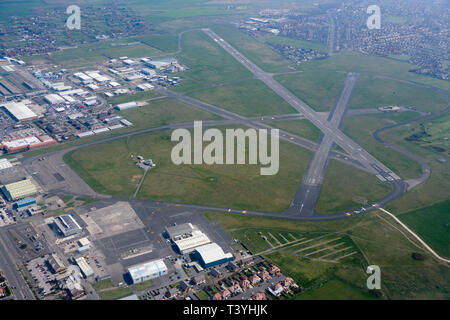 Eine Luftaufnahme von Blackpool Airport, North West England, Großbritannien Stockfoto