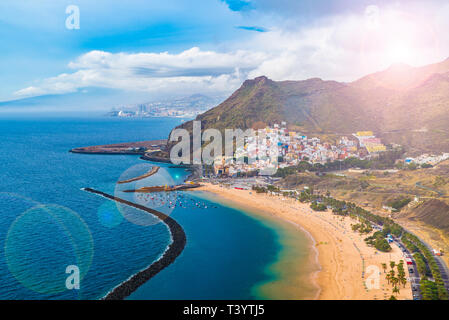 Blick auf den Las Teresitas und San Andres Dorf, Teneriffa, Kanarische Inseln, Spanien Stockfoto