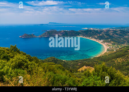 Blick auf Agios Georgios Pagon Strand auf der Insel Korfu, Griechenland Stockfoto