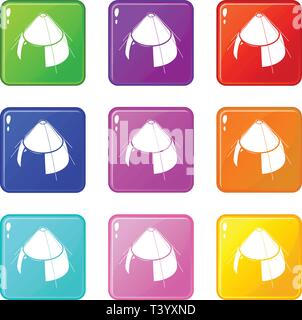 Conic zelt Icons Set 9 Colour Collection Stock Vektor