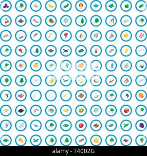 100 Frühling Icons Set, isometrischen 3d Stil Stock Vektor