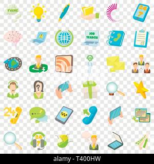 Rufen Sie Dienst Icons Set, Cartoon-Stil Stock Vektor