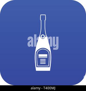 Flasche Champagner Symbol digital Blau Stock Vektor