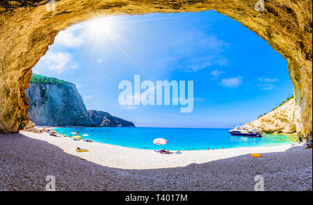 Porto Katsiki Strand, Insel Lefkada, Griechenland. Stockfoto